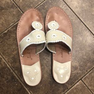 Jack Rogers cream and white leather sandals
